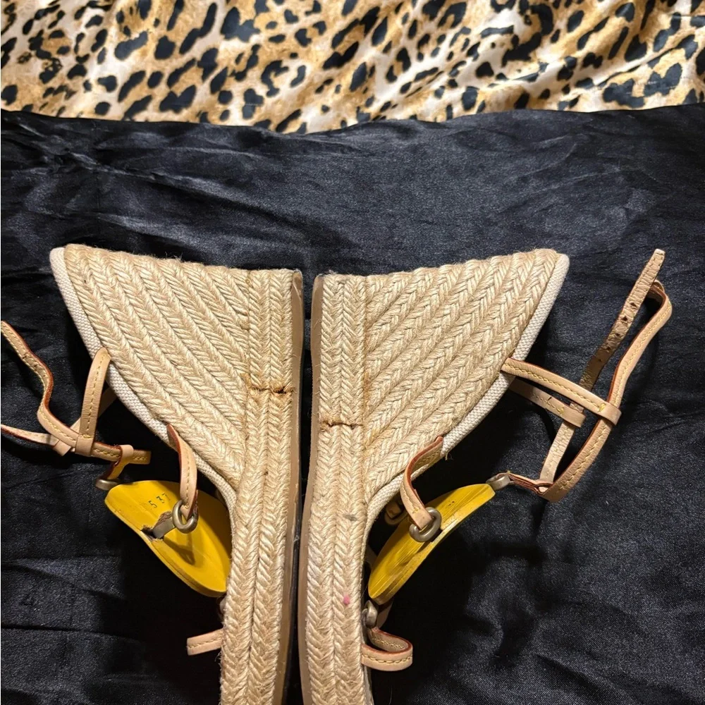 Louis Vuitton Beige Leather and Canvas Sandal with Branded Tag